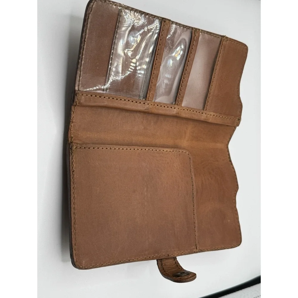 Kelly Moore Brown Genuine Leather Travel Wallet Organizer Passport Holder Clutch
